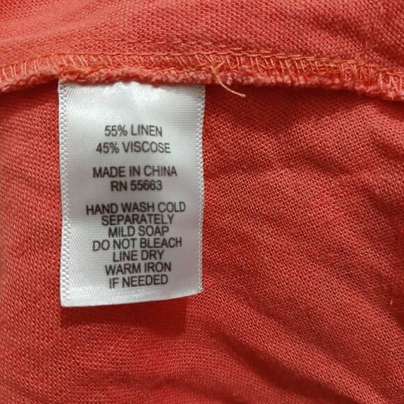 For Cynthia womens medium flare linen coral peach shift dress classic capsule - Picture 7 of 7